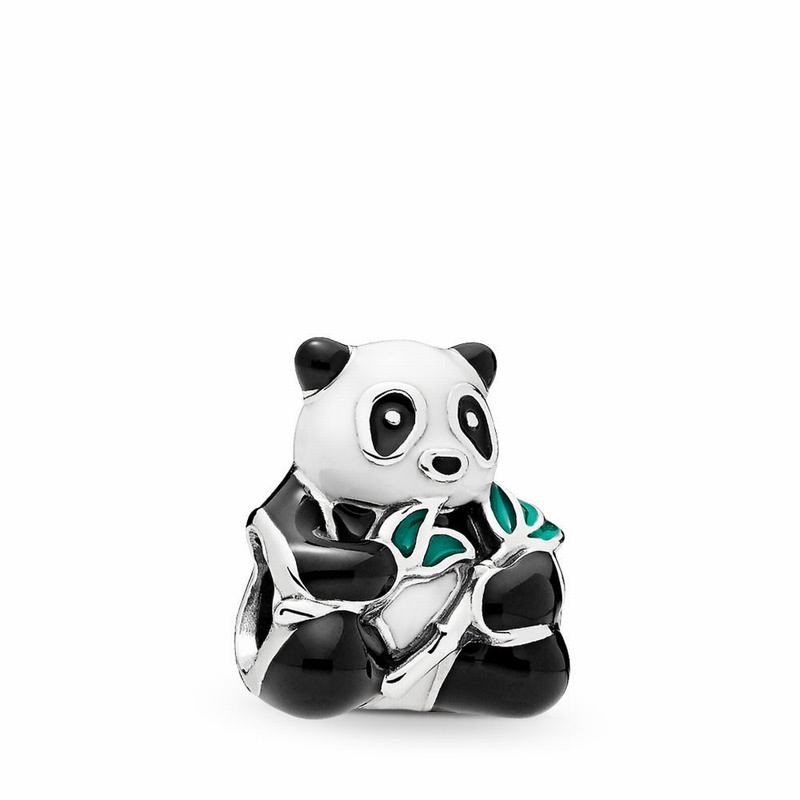 Pandora Sweet Panda Charm Ireland - Sterling Silver/Mixed-Enamel/Black - 918034BGI